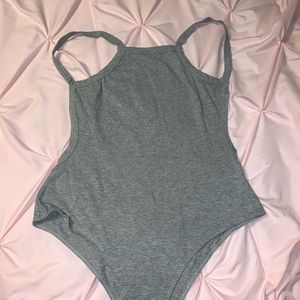 Gray Open Back Bodysuit